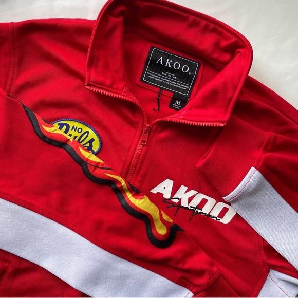 Akoo Y2K Running Track Jacket Size Medium Red - Picture 1 of 7